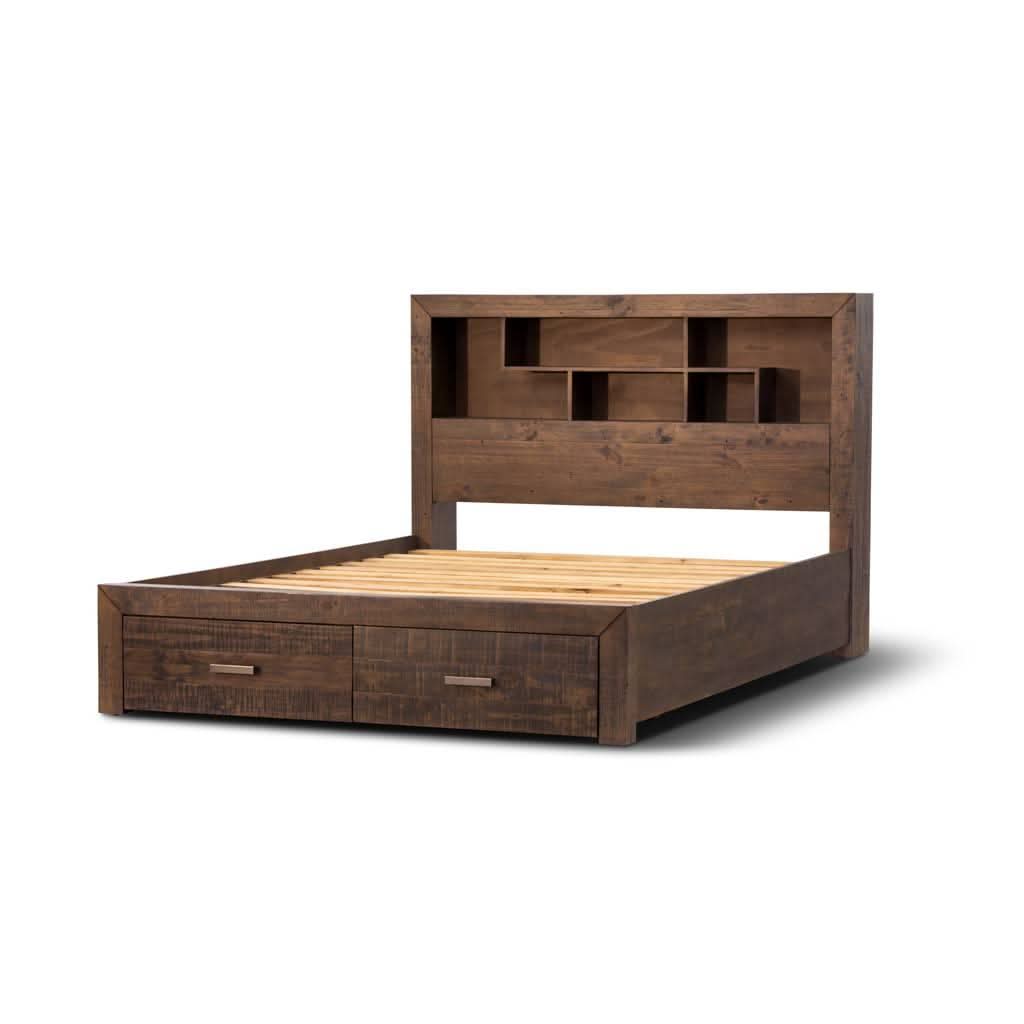 ASHGAR KING SIZE BED WITH STORAGE IN GREY STONE - MyChocolateWood