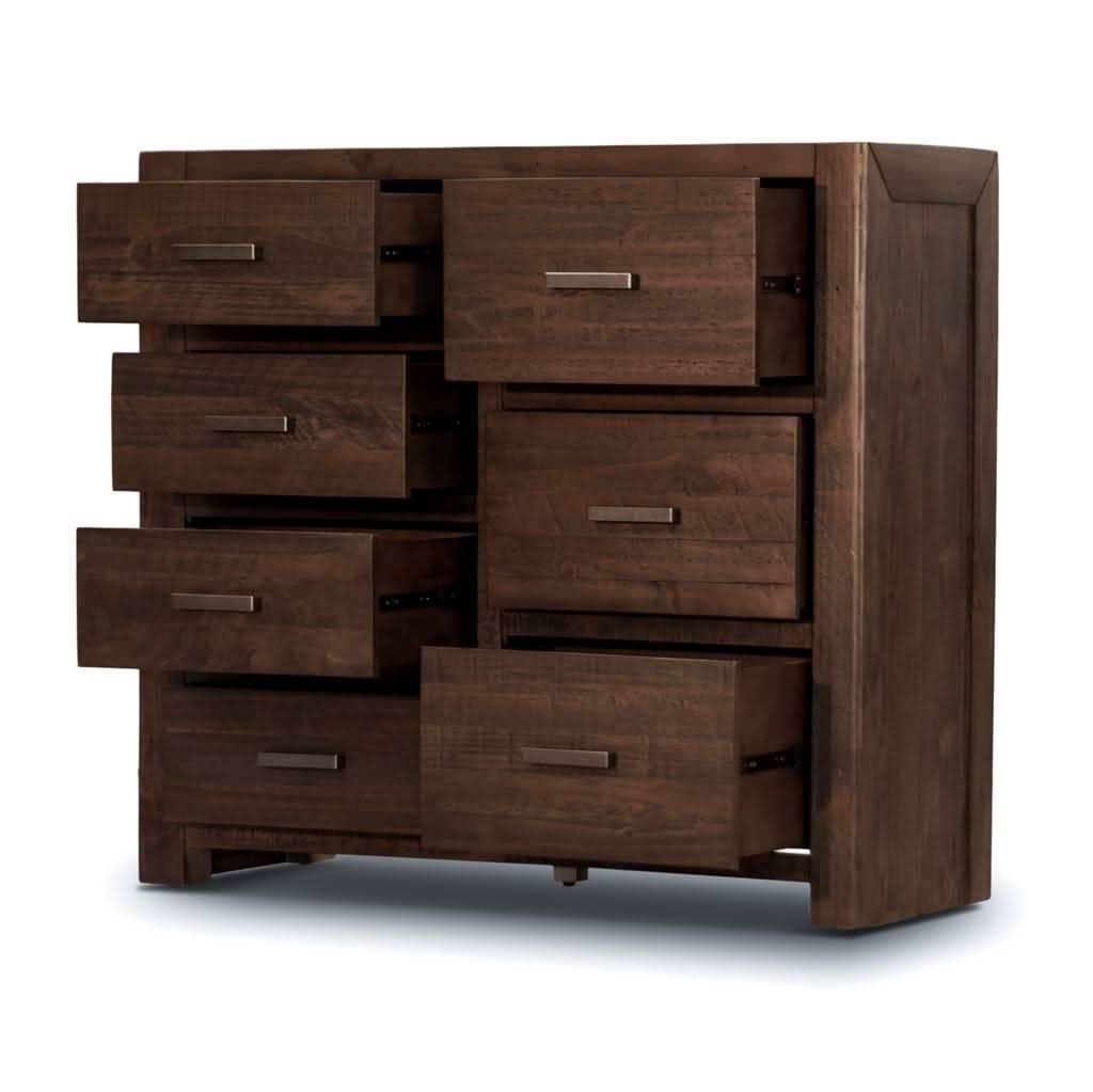 ASHGAR QUEEN SIZE BED + TALLBOY + 2 X BEDSIDE TABLES IN GREY STONE PACKAGE DEAL - MyChocolateWood