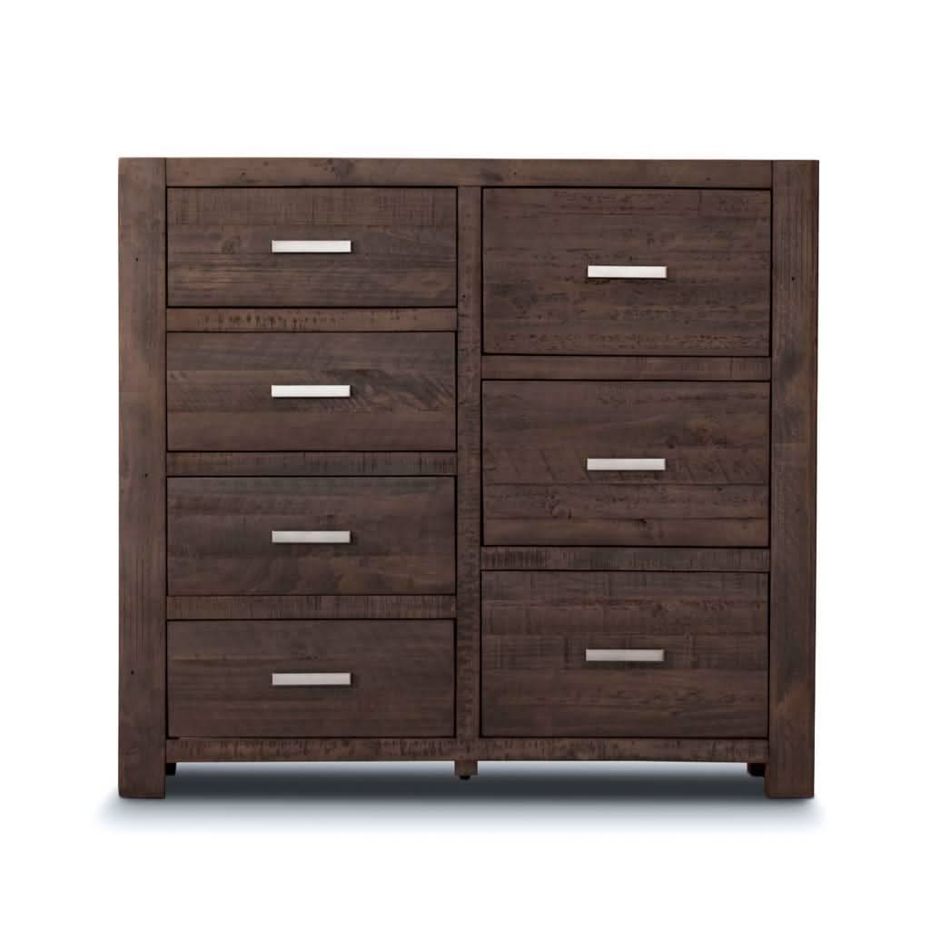 ASHGAR SOLID RECYCLED PINE 7 DRAWER CHEST OF DRAWERS/TALLBOY IN GREY STONE - MyChocolateWood