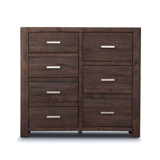 ASHGAR SOLID RECYCLED PINE 7 DRAWER CHEST OF DRAWERS/TALLBOY IN GREY STONE - MyChocolateWood