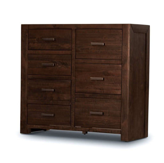 ASHGAR SOLID RECYCLED PINE 7 DRAWER CHEST OF DRAWERS/TALLBOY IN GREY STONE - MyChocolateWood