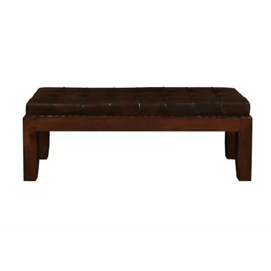 ASHMORE SOLID MAHOGANY TIMBER DOUBLE BENCH WITH GENUINE LEATHER SEAT - MyChocolateWood