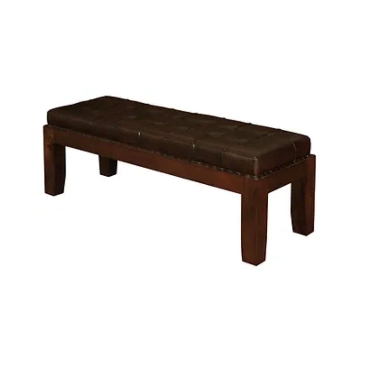 ASHMORE SOLID MAHOGANY TIMBER DOUBLE BENCH WITH GENUINE LEATHER SEAT - MyChocolateWood