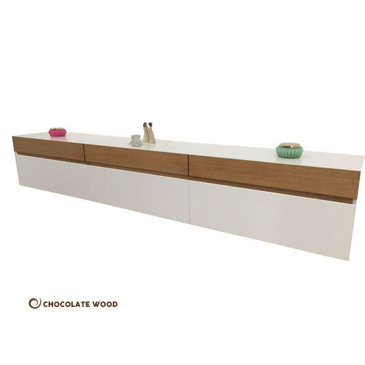 ASLYNNE TASSIE OAK 6 DRAWER WALL MOUNTED TV/ENTERTAINMENT UNIT - AUSTRALIAN CUSTOM MADE - MyChocolateWood