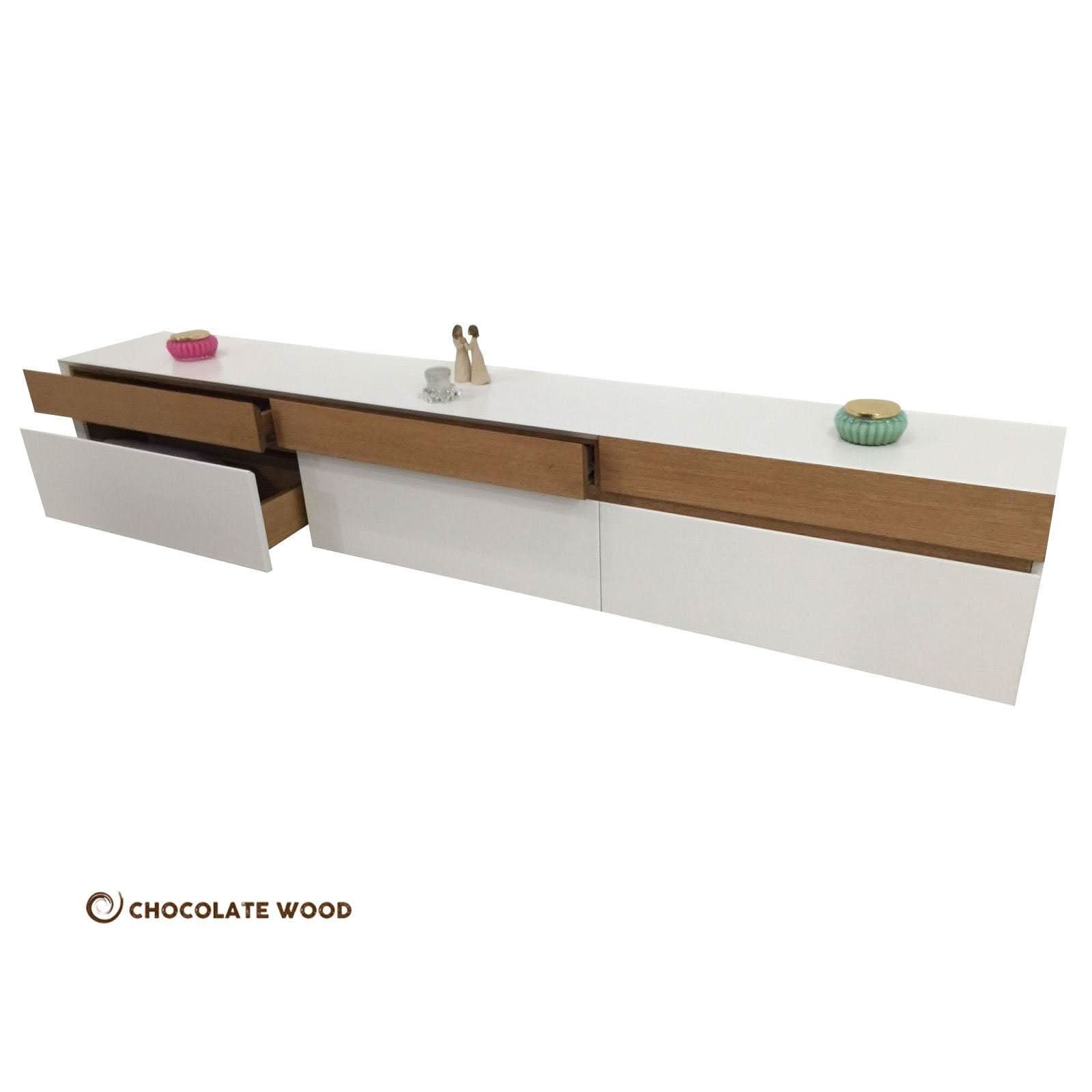 ASLYNNE TASSIE OAK 6 DRAWER WALL MOUNTED TV/ENTERTAINMENT UNIT - AUSTRALIAN CUSTOM MADE - MyChocolateWood