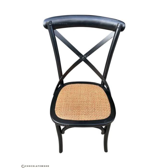 ASTI MANGO WOOD ROUND PEDESTAL DINING TABLE 135CM + 6 MELROSE CROSS BACK DINING CHAIRS IN BLACK - PACKAGE DEAL - MyChocolateWood