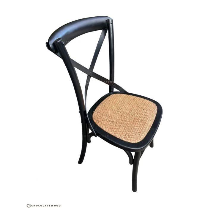 ASTI MANGO WOOD ROUND PEDESTAL DINING TABLE 135CM + 6 MELROSE CROSS BACK DINING CHAIRS IN BLACK - PACKAGE DEAL - MyChocolateWood