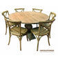 ASTI MANGO WOOD ROUND PEDESTAL DINING TABLE 135CM + 6 MELROSE CROSS BACK DINING CHAIRS IN NATURAL - PACKAGE DEAL - MyChocolateWood