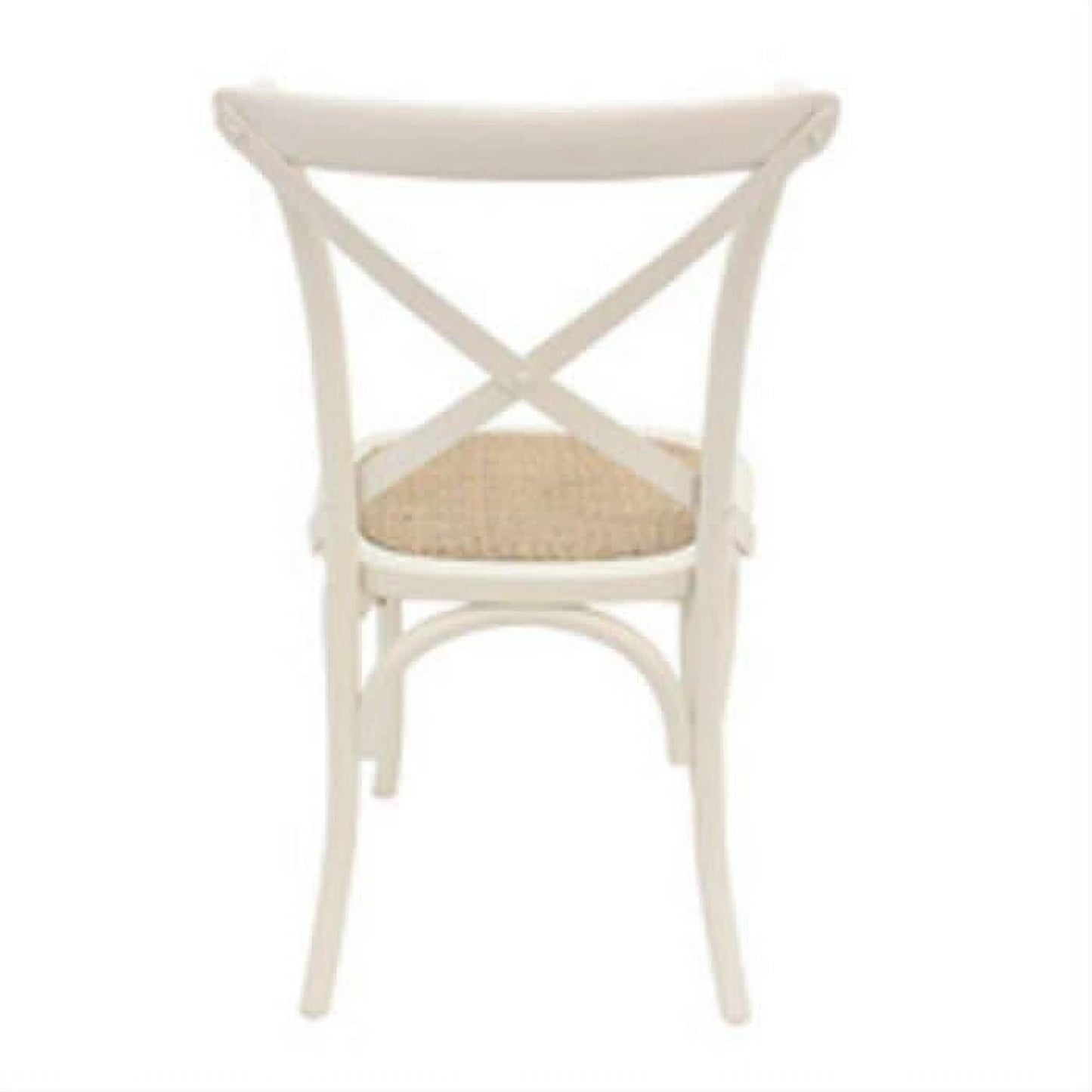 ASTI MANGO WOOD ROUND PEDESTAL DINING TABLE 135CM DIA. + 6 MELROSE CROSS BACK DINING CHAIRS IN WHITE - PACKAGE DEAL