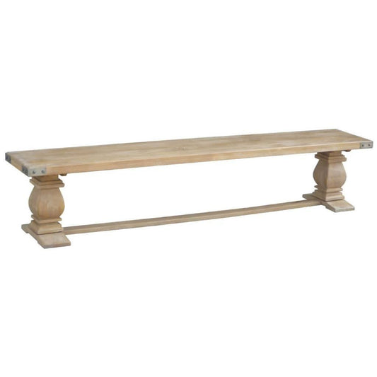 Solid mango wood bench in honey wash by MyChocolateWood, showcasing the natural wood grain and sturdy design.
