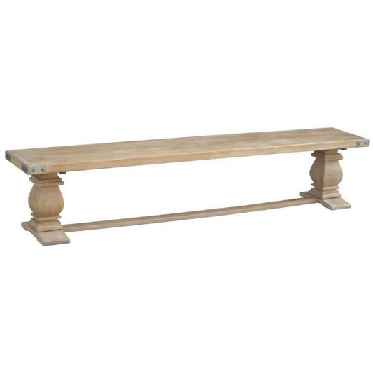 Solid mango wood bench in honey wash by MyChocolateWood, showcasing the natural wood grain and sturdy design.