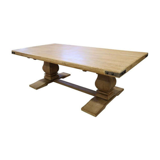 ASTI SOLID MANGO WOOD PEDESTAL COFFEE TABLE IN HONEY WASH - MyChocolateWood