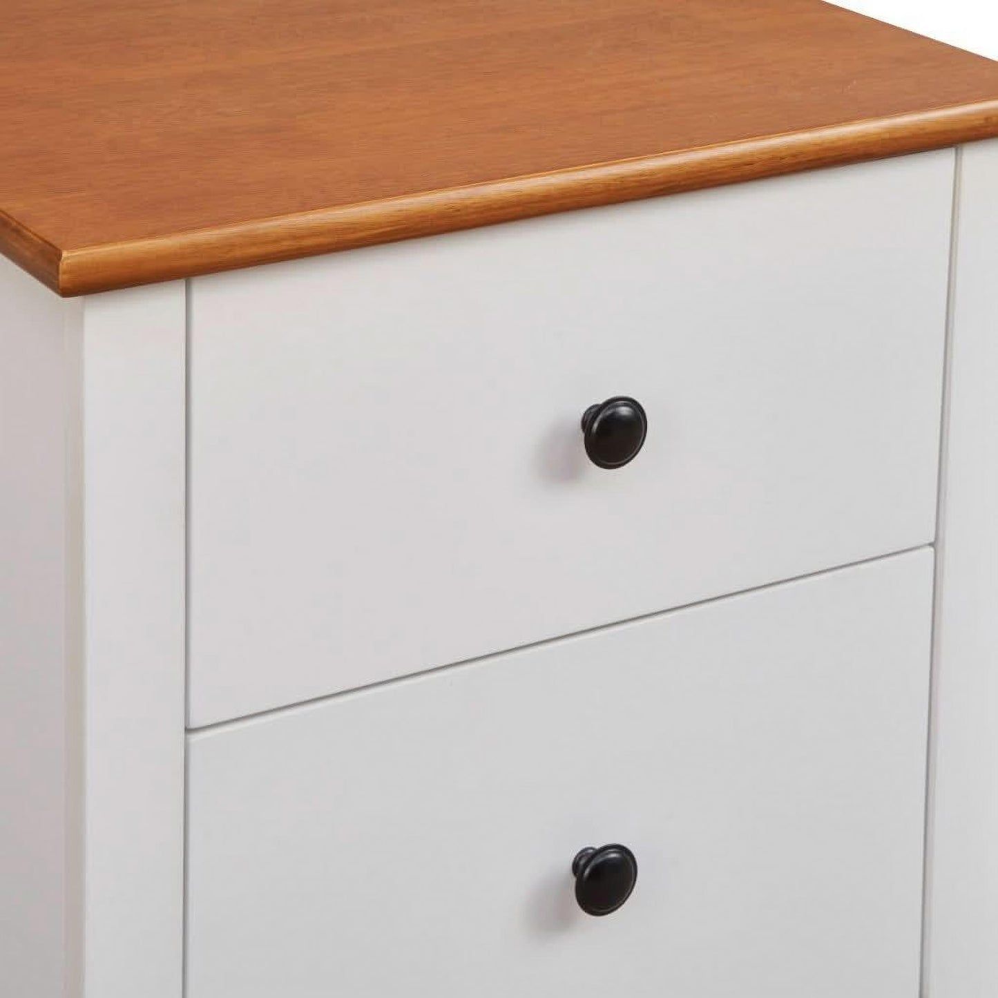 ASTLEY HAMPTONS LOOK 2-DRAWER BEDSIDE TABLE WHITE /MID BROWN