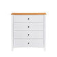 ASTLEY HAMPTONS LOOK 4-DRAWER TALLBOY 4-DRAWER CHEST OF DRAWERS WHITE /MID BROWN - MyChocolateWood