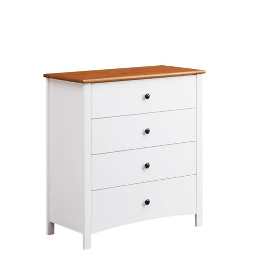 ASTLEY HAMPTONS LOOK 4-DRAWER TALLBOY 4-DRAWER CHEST OF DRAWERS WHITE /MID BROWN - MyChocolateWood