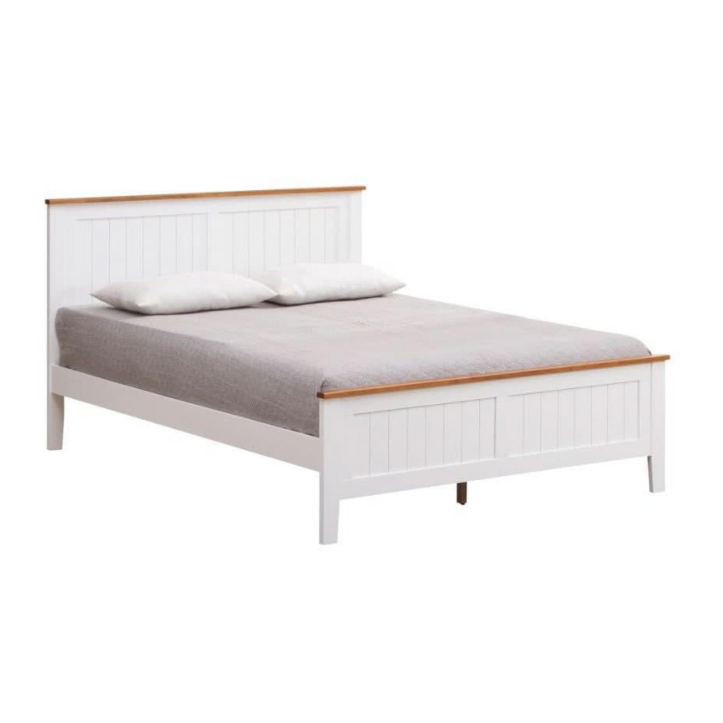 Astley Hamptons Look Bed in White & Mid Brown, Queen - Chocolate Wood