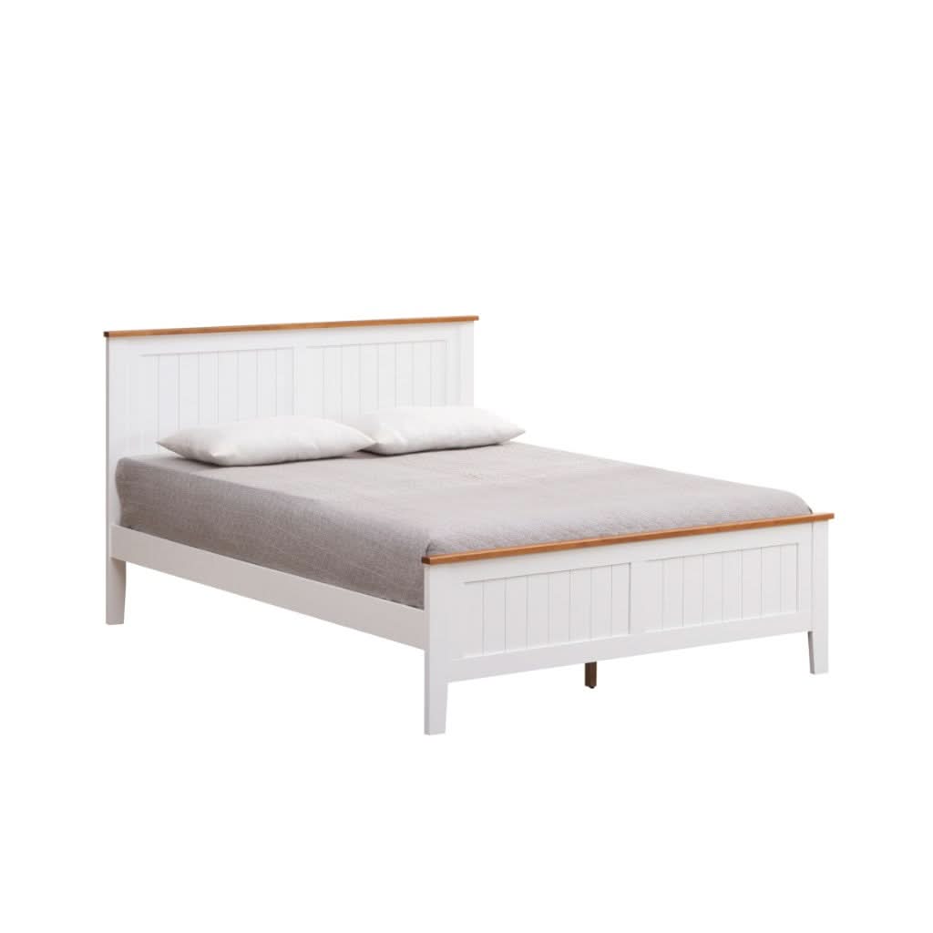 ASTLEY HAMPTONS LOOK QUEEN BED WHITE/MID BROWN - MyChocolateWood