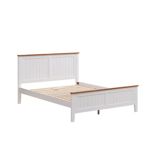 Astley Hamptons Look Bed in White & Mid Brown, Queen - Chocolate Wood