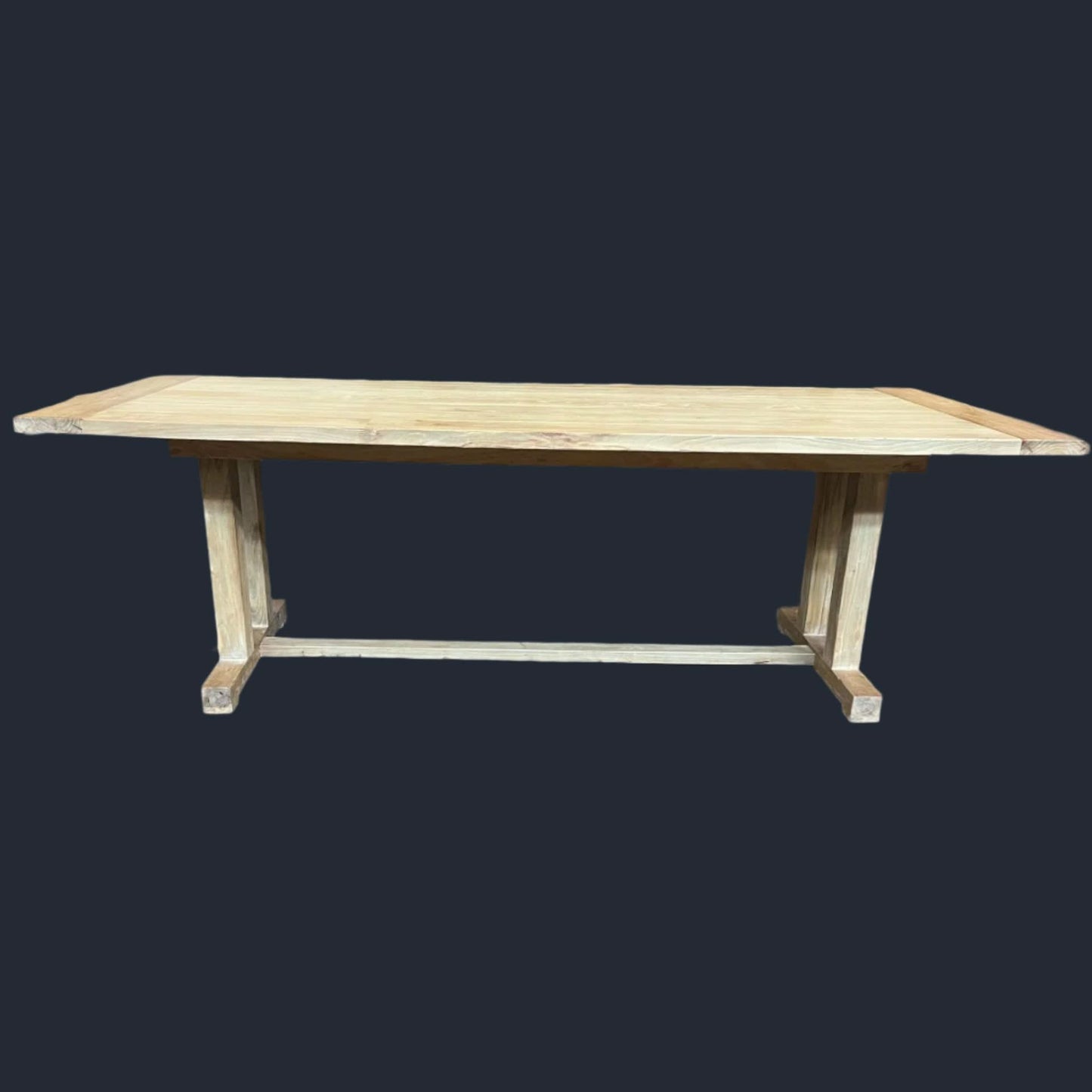 Lamia Recycled Elm Trestle Dining Table 240cm - Chocolate Wood