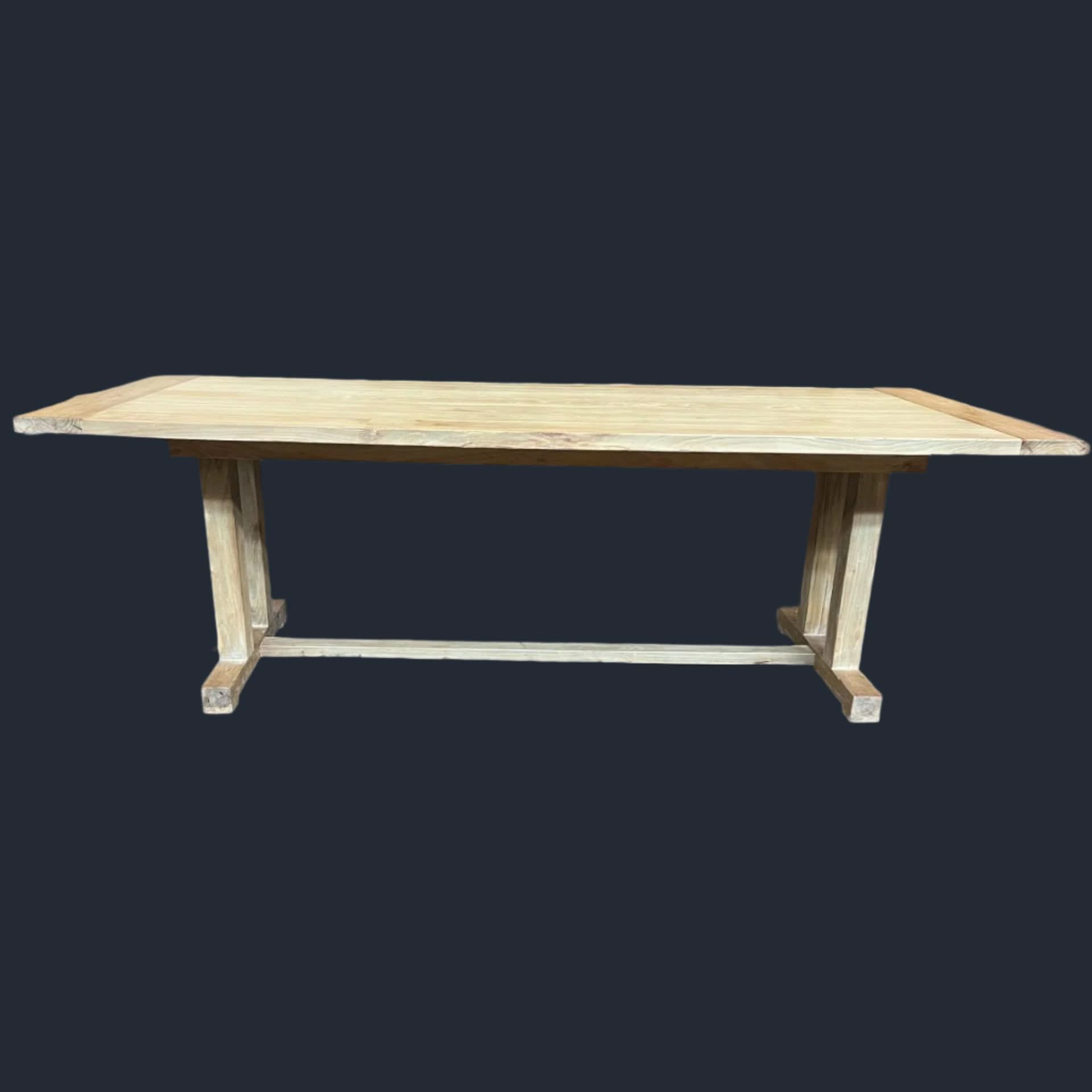 Lamia Recycled Elm Trestle Dining Table 240cm - Chocolate Wood