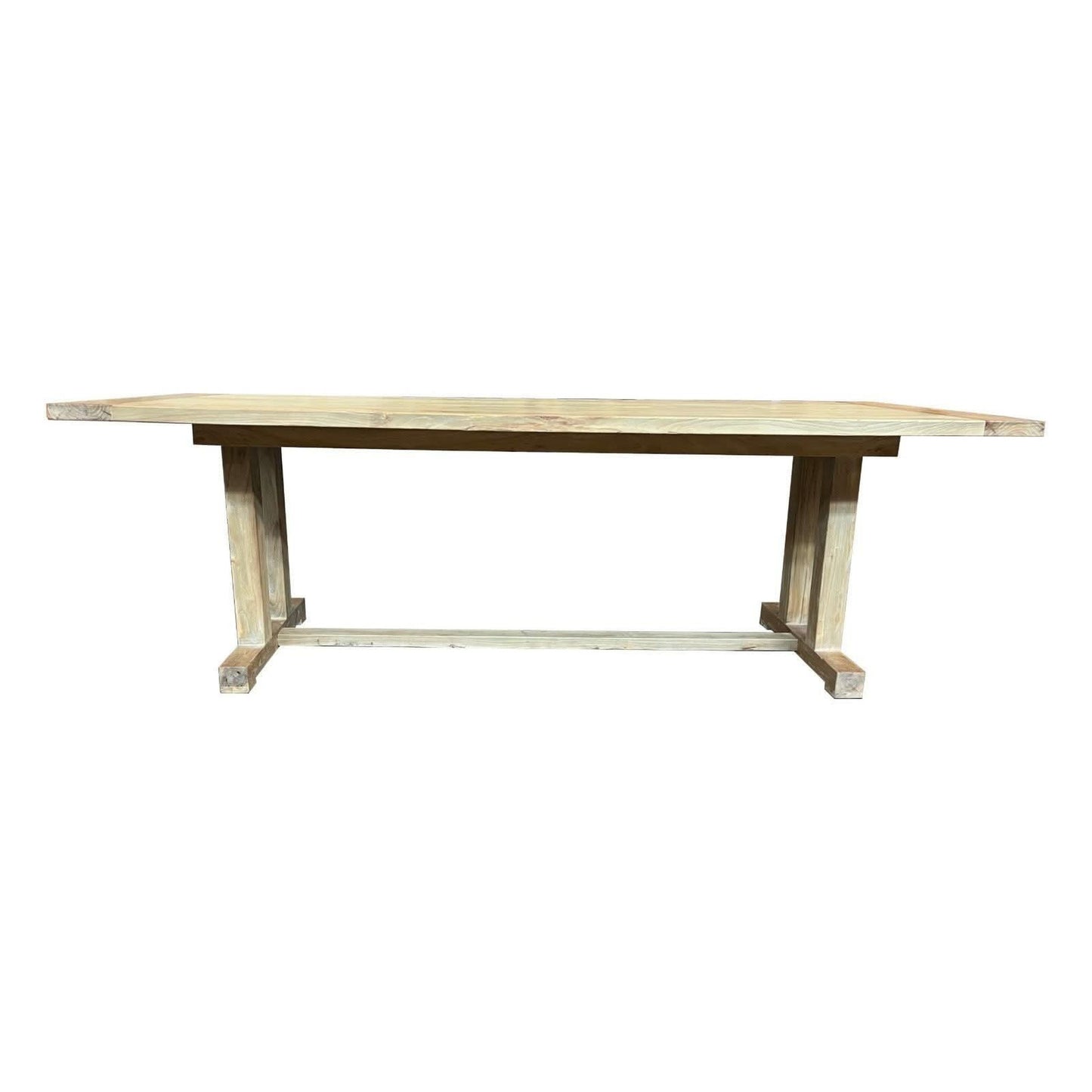 Lamia Recycled Elm Trestle Dining Table 240cm - Chocolate Wood