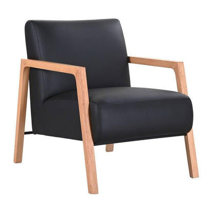 ATTICUS CONTEMPORARY BUFFALO LEATHER ARMCHAIR IN BLACK