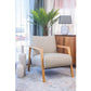 Atticus Contemporary Buffalo Leather Armchair in Wheat - Chocolate Wood