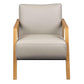 Atticus Contemporary Buffalo Leather Armchair in Wheat - Chocolate Wood
