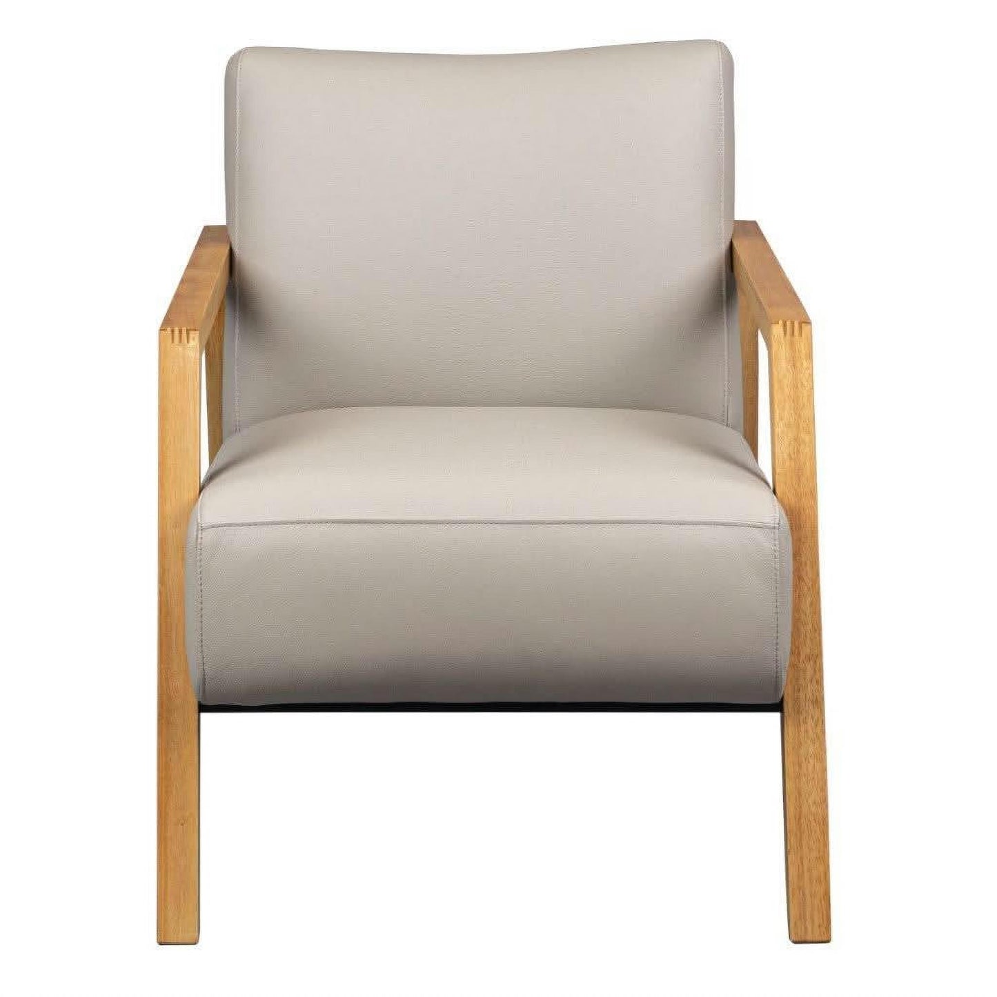 Atticus Contemporary Buffalo Leather Armchair in Wheat - Chocolate Wood