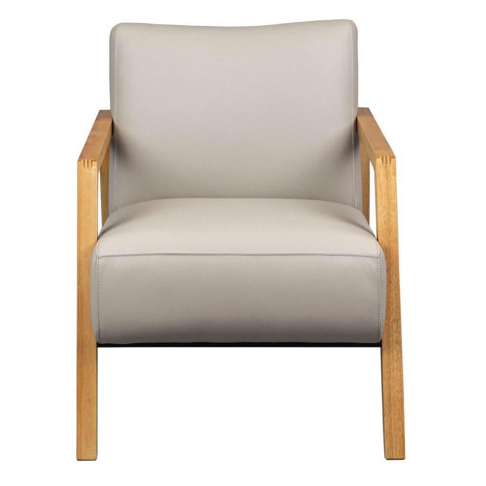 Atticus Contemporary Buffalo Leather Armchair in Wheat - Chocolate Wood