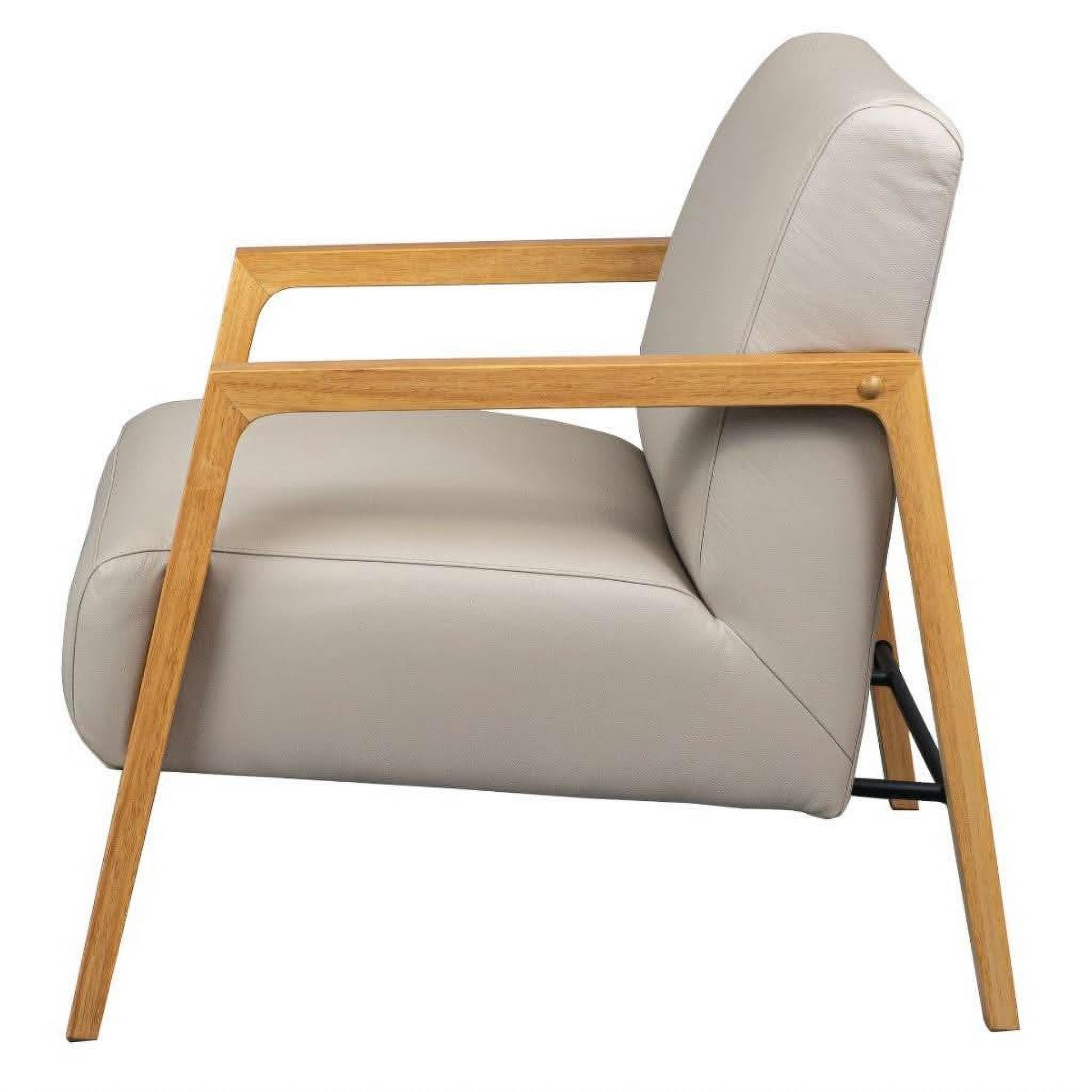 Atticus Contemporary Buffalo Leather Armchair in Wheat - Chocolate Wood