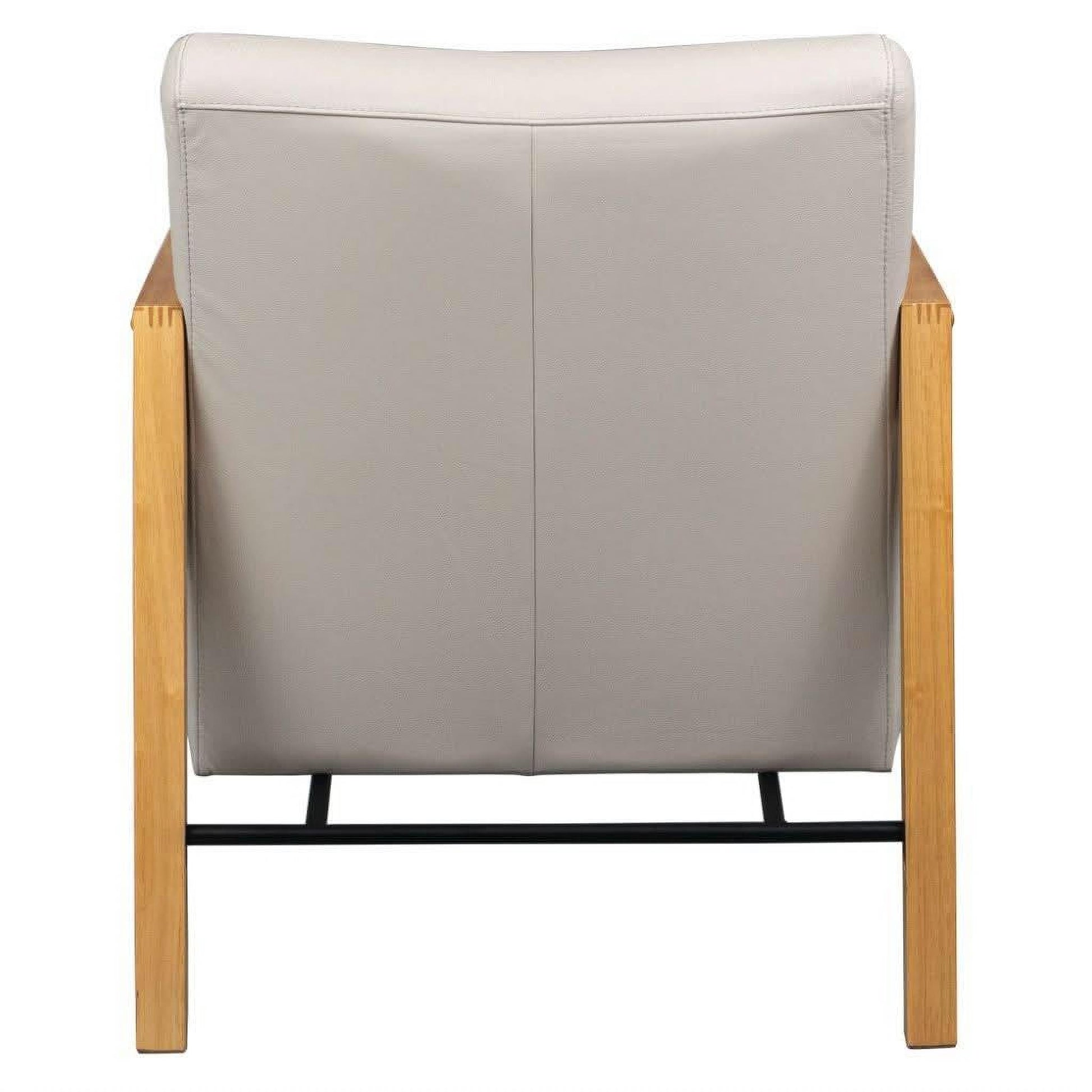 Atticus Contemporary Buffalo Leather Armchair in Wheat - Chocolate Wood