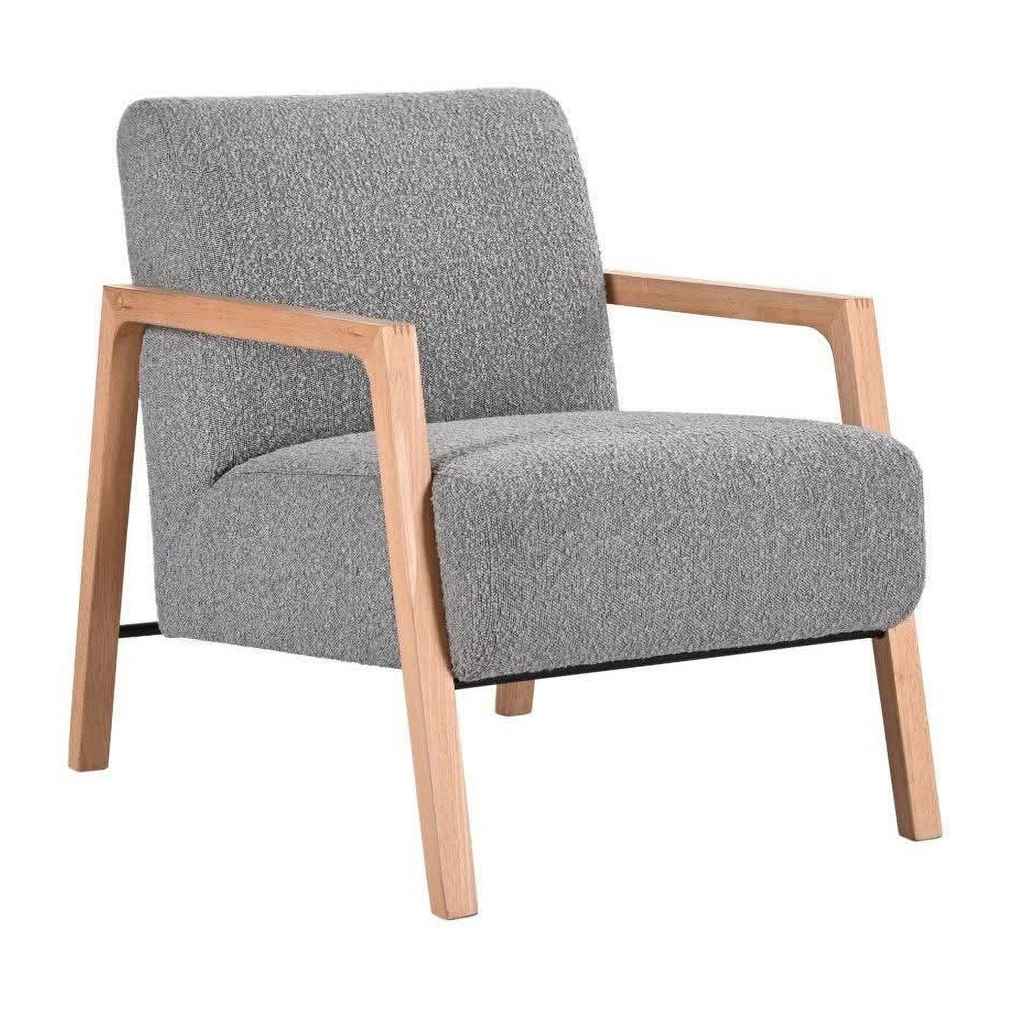 Atticus Contemporary Fabric Armchair in Grey - Chocolate Wood