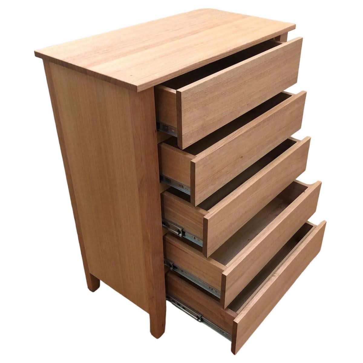 AUSTRALIAN CUSTOM-MADE SOLID MARGIE VICTORIAN ASH 5 DRAWER TALLBOY NONTOXIC - MyChocolateWood