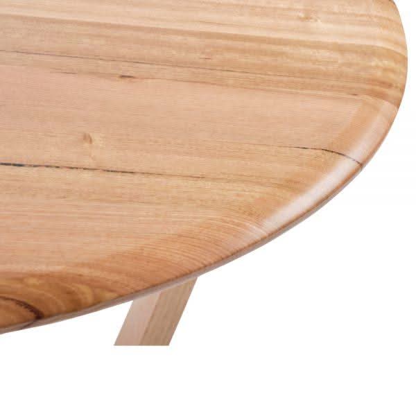 MyChocolateWood Avalon solid Tasmanian oak round lamp table, 60cm diameter, featuring natural wood grain and smooth finish.