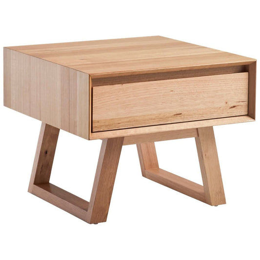 MyChocolateWood Avalon solid Tassie oak square lamp table with a sleek, natural wood finish for living room or side table use.
