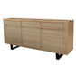 AXWYN solid rubberwood buffet with 3 drawers and 3 doors, natural finish, black legs, by MyChocolateWood.