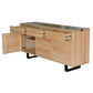 Solid rubberwood buffet sideboard with 3 drawers and 3 doors, natural finish and black legs by MyChocolateWood