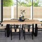 AXWYN  SOLID RUBBERWOOD DINING TABLE NATURAL/BLACK 200CM WITH 6 ARC BLACK/NATURAL DINING CHAIRS - MyChocolateWood