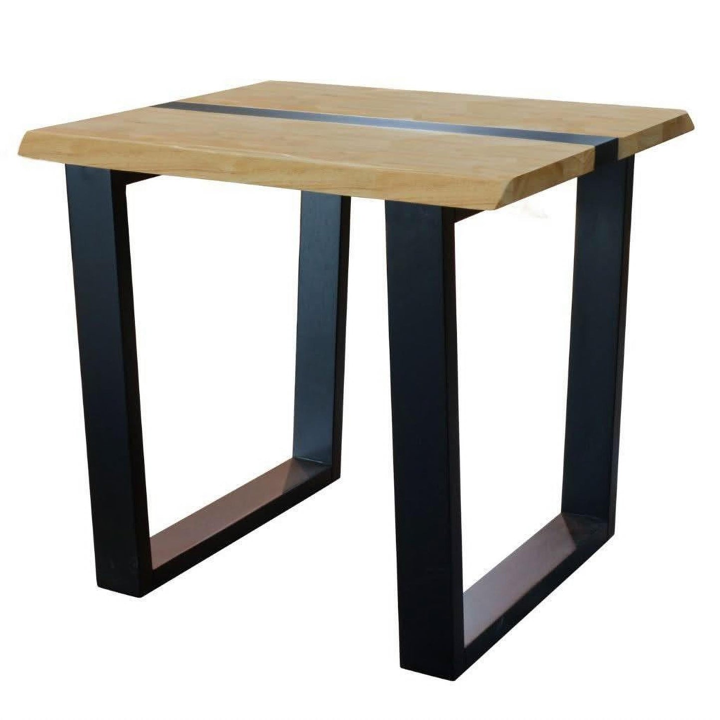Solid rubberwood lamp table in natural and black finish, modern design by MyChocolateWood.