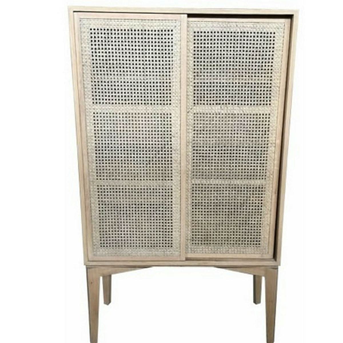 BAHAMAS CABINET CUPBOARD SLIDING RATTAN DOORS/ NATURAL OAKWOOD COLOUR - MyChocolateWood