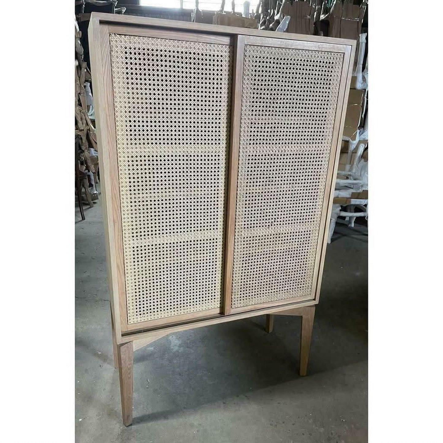 BAHAMAS CABINET CUPBOARD SLIDING RATTAN DOORS/ NATURAL OAKWOOD COLOUR