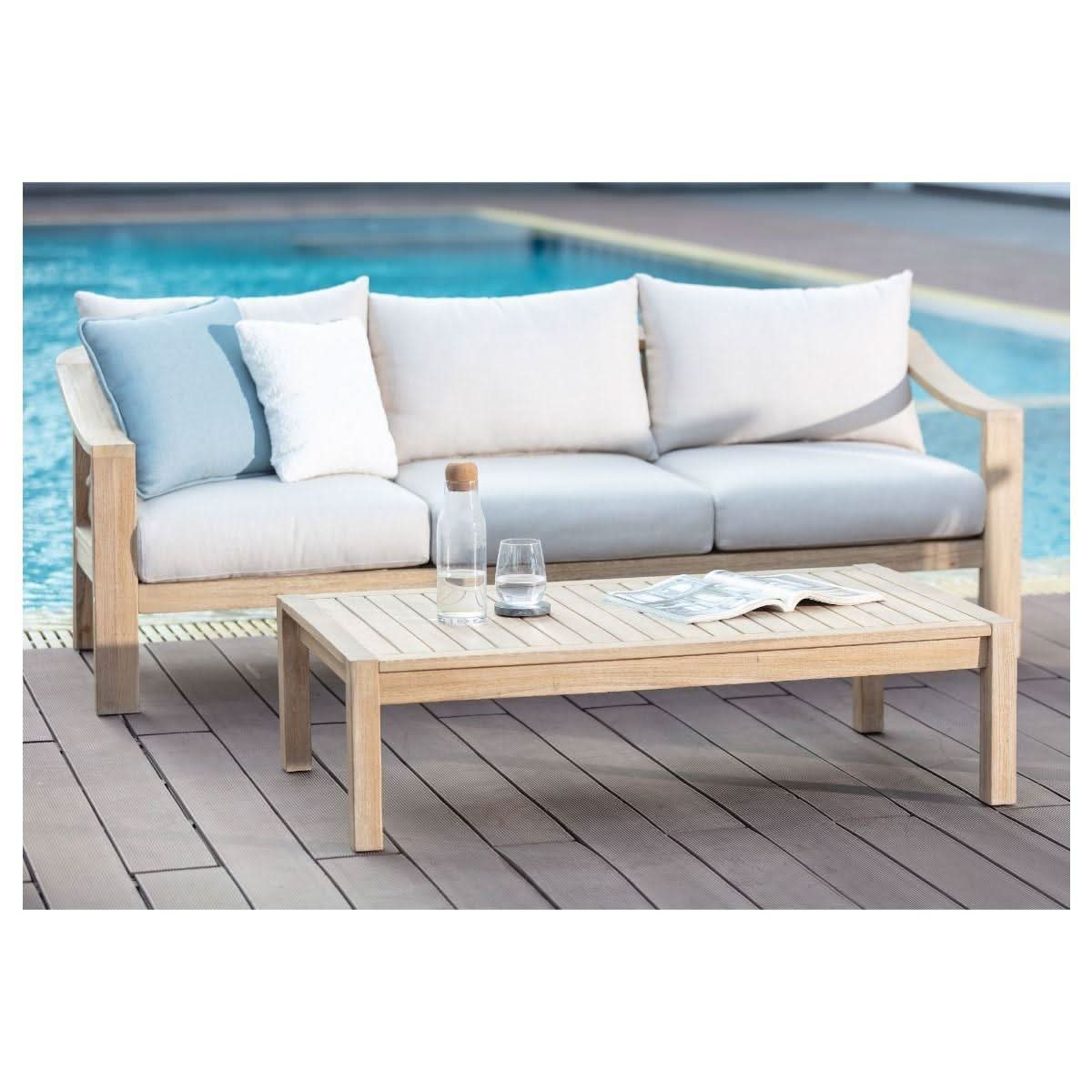 BAILEY ACACIA WOOD & ROPE 3-SEATER OUTDOOR SOFA