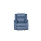 BARRON GENUINE MURANO LEATHER 1-SEATER  SINGLE RECLINER ARMCHAIR W/USB PORT BLUE - MyChocolateWood