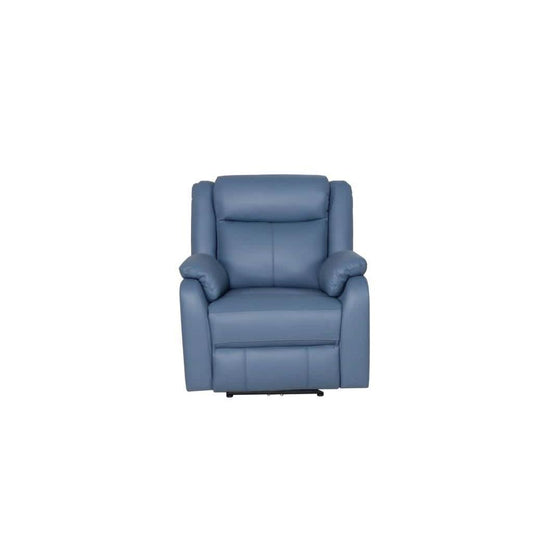 BARRON GENUINE MURANO LEATHER 1-SEATER SINGLE RECLINER ARMCHAIR W/USB PORT BLUE - MyChocolateWood