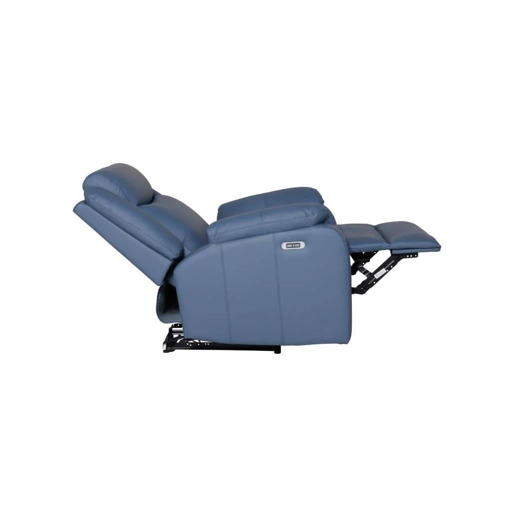 BARRON GENUINE MURANO LEATHER 1-SEATER  SINGLE RECLINER ARMCHAIR W/USB PORT BLUE - MyChocolateWood