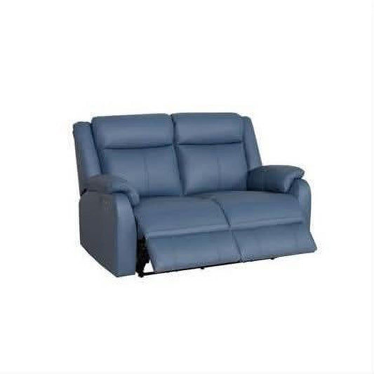 BARRON GENUINE MURANO LEATHER 2-SEATER RECLINER SOFA W/USB PORT MARINE BLUE - MyChocolateWood