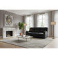 Barron Genuine Murano Leather 3-Seater Recliner Sofa in Black - Chocolate Wood