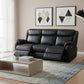 BARRON GENUINE MURANO LEATHER 3-SEATER  RECLINER SOFA W/USB PORT  BLACK - MyChocolateWood