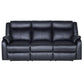 Barron Genuine Murano Leather 3-Seater Recliner Sofa in Black - Chocolate Wood